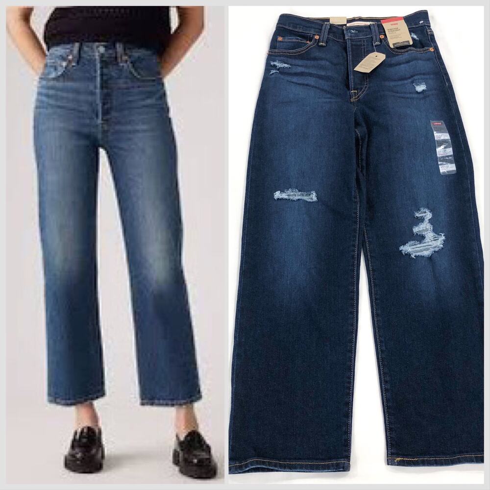 Levi's Ribcage High Rise Buttonfly Straight Ankle Jeans - Picture 6 of 6